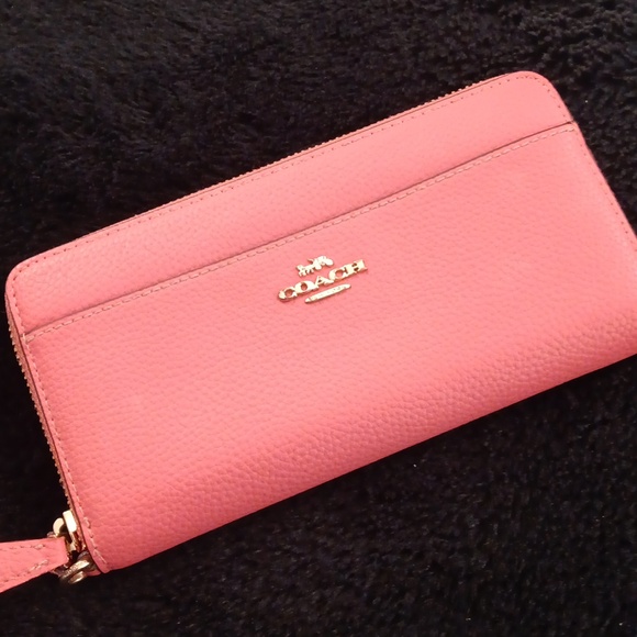 Coach Handbags - COACH• Salmon pink long zippered  wallet